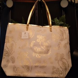 Gold Foil Paisley Beach Tote bag